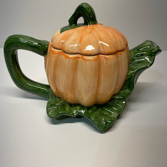 Vtg Teapot Fall Pumpkin - Picture 2 of 16
